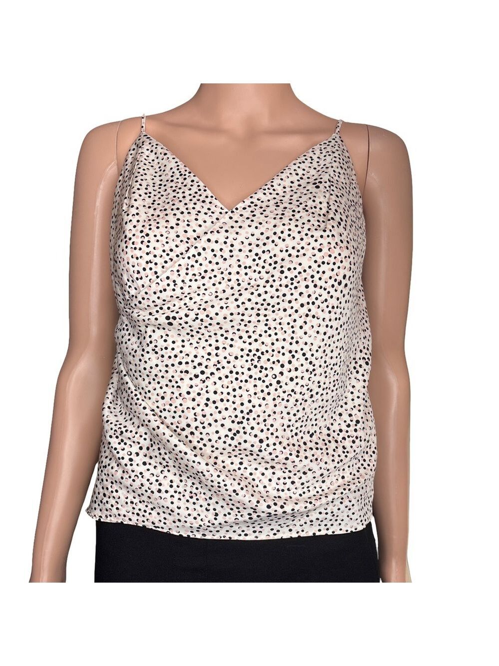 Express Black and White Polka Dot V-Neck Wrap Front Camisole XS